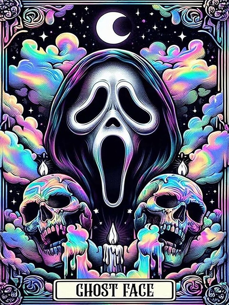 DIY 5D Skull Diamond Art Kit – Halloween Skeleton & Ghost Face Full Drill Gem Painting 12x16 in